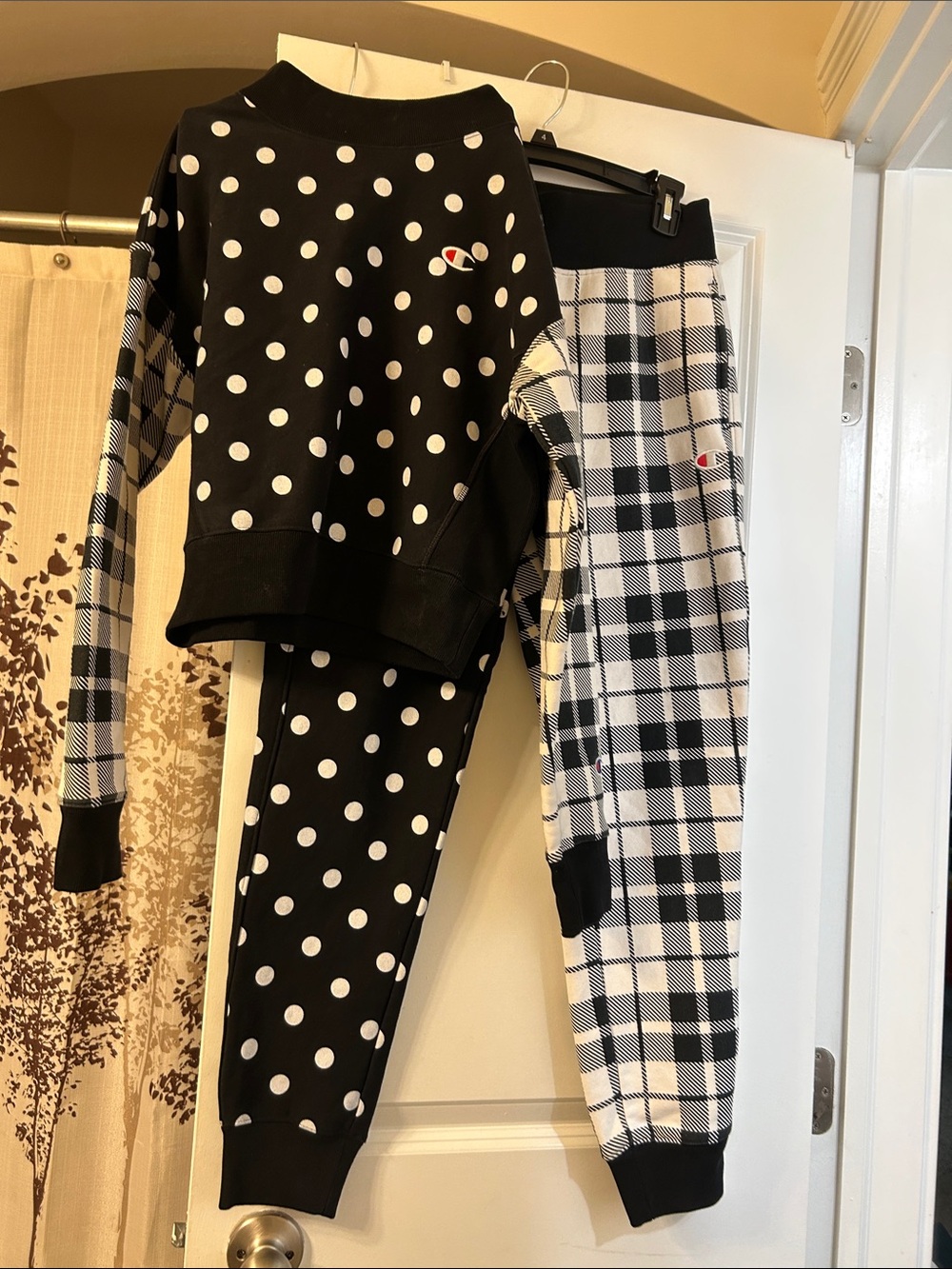 Champion Black and White Polka Dot & Plaid Lounge Set